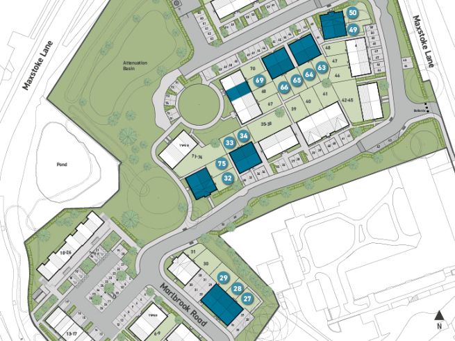 Site plan, 3 bedroom house - artist's impression subject to change.